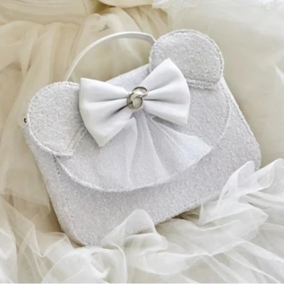 NEW SET Loungefly Minnie Mouse Sequin Wedding Crossbody Bag and wallet - Picture 4 of 16